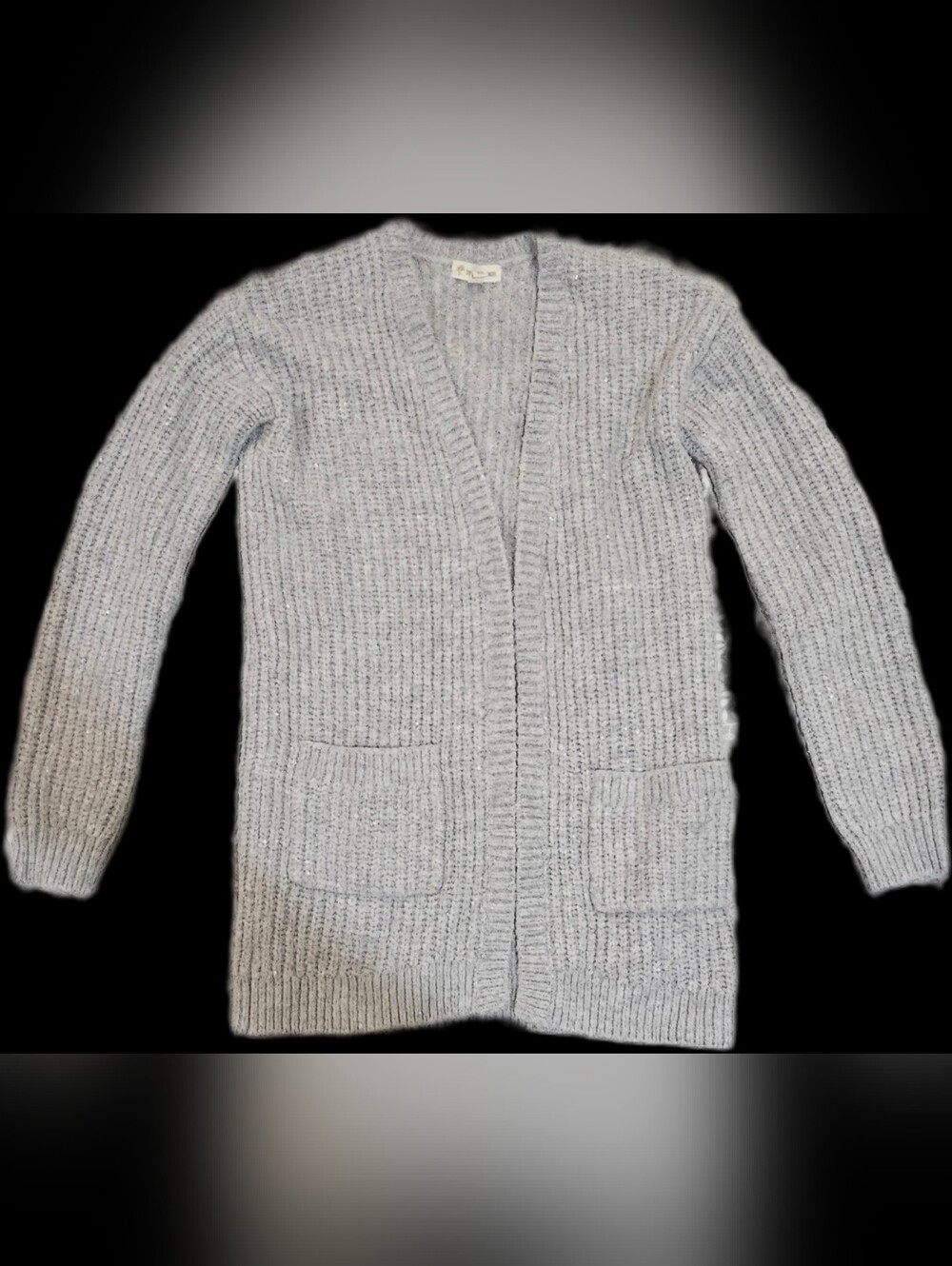 Tucker + Tate Light Gray Ribbed Open-Front Cardigan